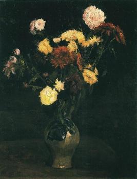 Vincent Van Gogh : Vase with Carnations and Zinnias